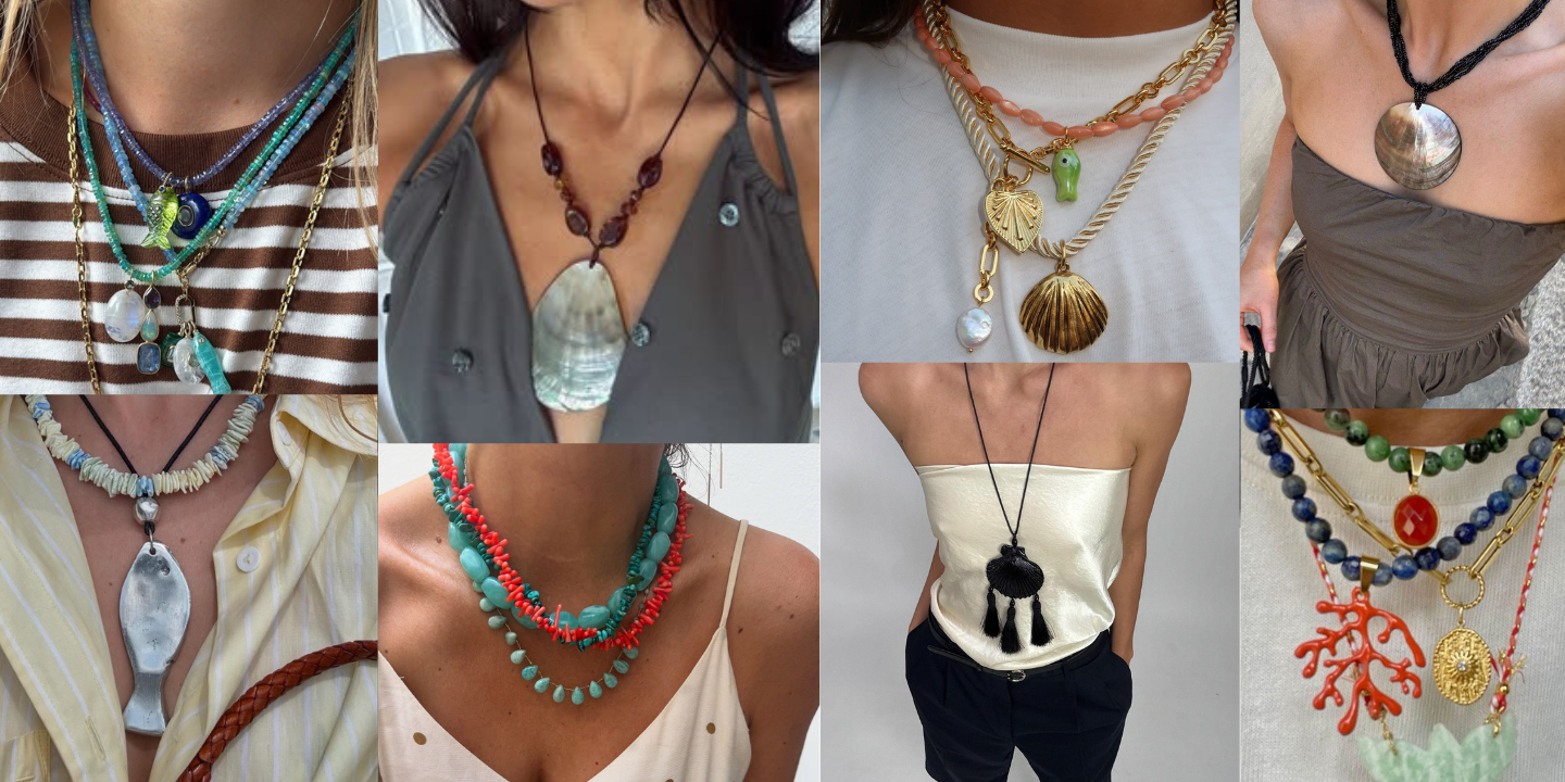 De peixes a conchas. Os colares deste verão querem-se maximalistas e estes 19 looks provam-no