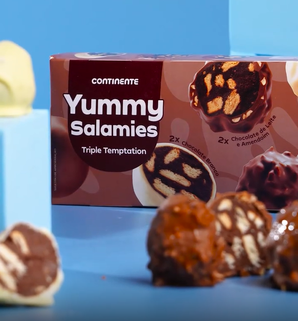Salame de chocolate com cobertura crocante. Este novo snack guloso do Continente é perfeito para o verão