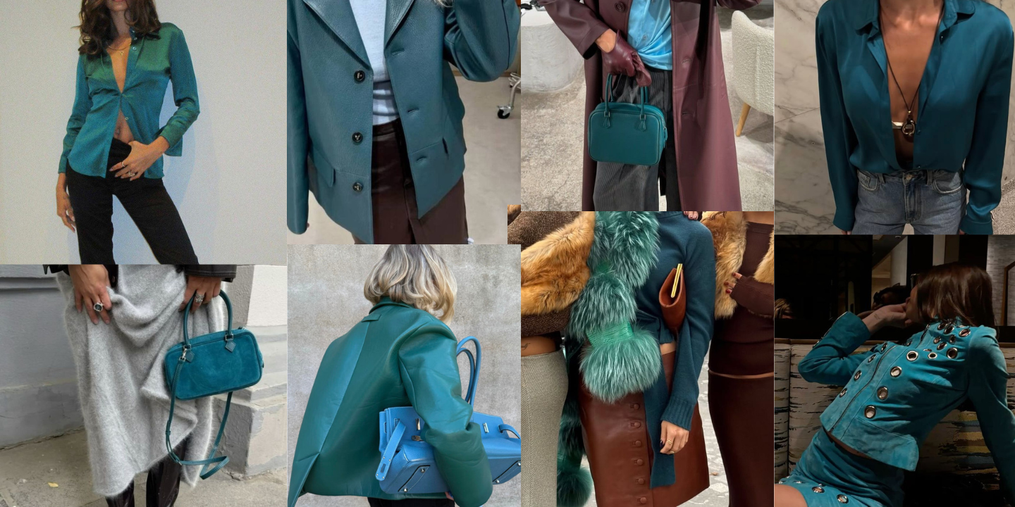 Dark teal. O turquesa de verão vai escurecer e ser tendência no inverno. Inspire-se nestes 18 looks