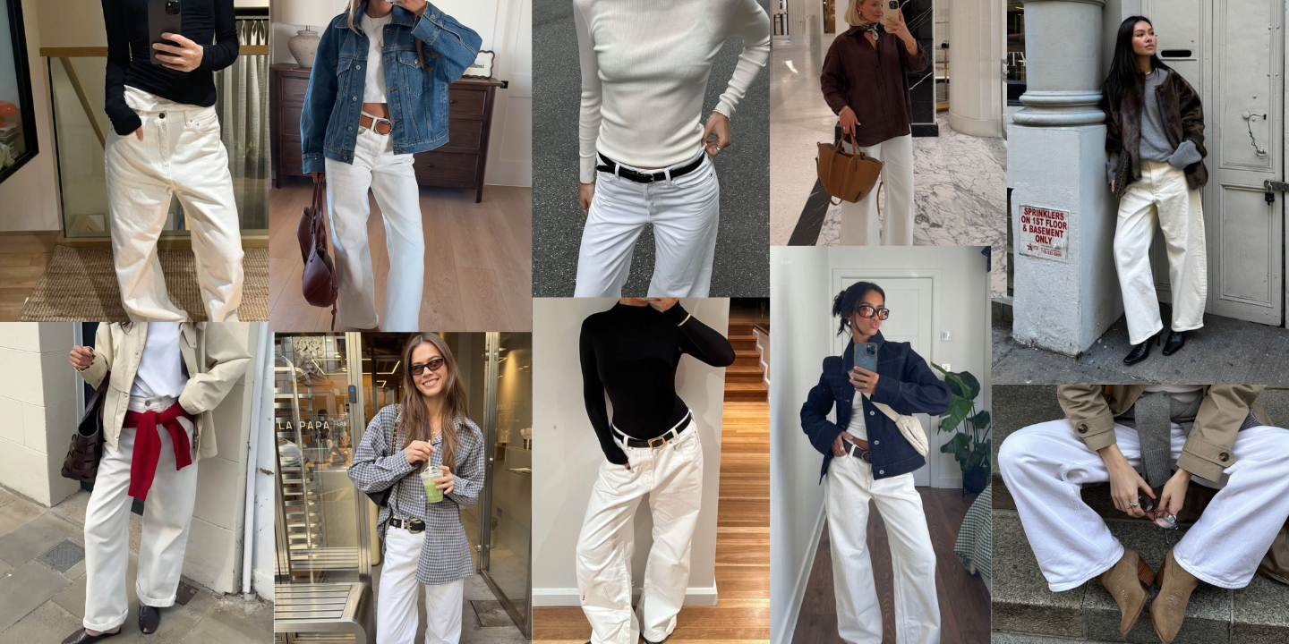 A meia-estação é perfeita para usar jeans brancas. Estes 16 looks são os nossos favoritos (e vai querer replicá-los nos próximos meses)