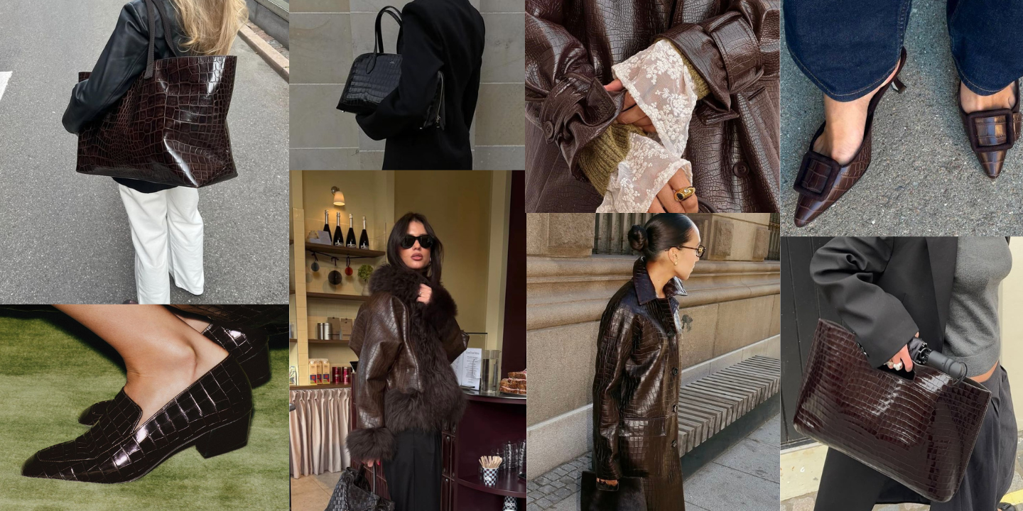 O efeito crocodilo está de volta. Somos fãs destes 18 looks com malas, casacos e sapatos que vão dominar o outono
