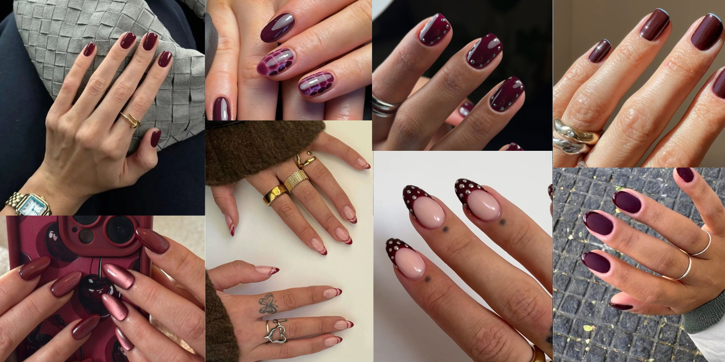 Unhas bordô são um clássico de outono. Inspire-se em 17 manicures para se render ao tom mais elegante da estação