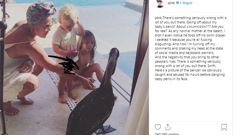 Esta foi a segunda publicação feita por Pink