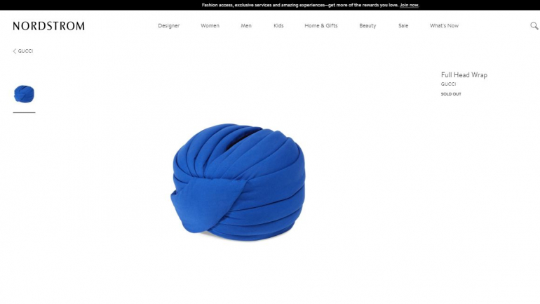 Este foi o turbante lançado pela Gucci em fevereiro do ano passado