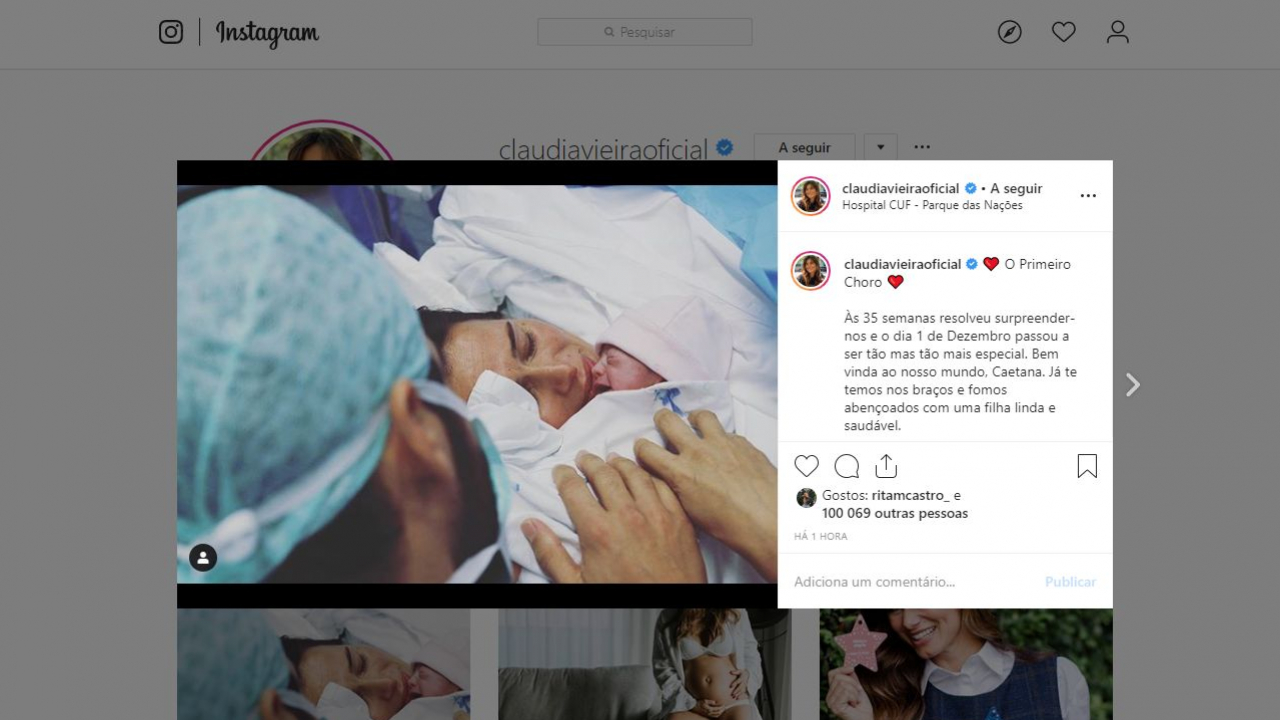 Caetana nasceu com 35 semanas