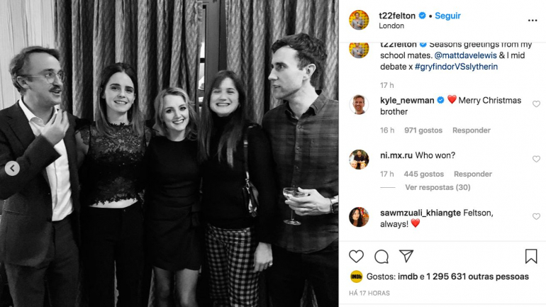 Emma Watson partilha foto com elenco de 'Harry Potter'