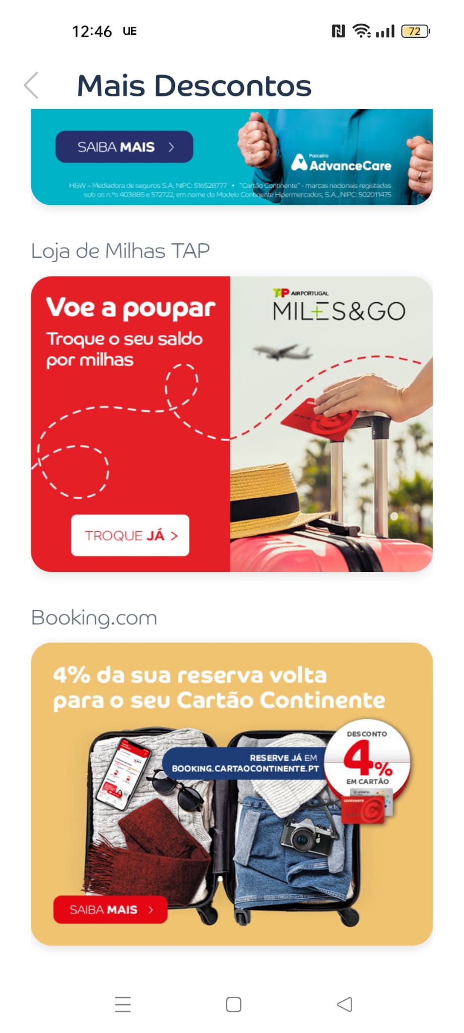 cartão continente