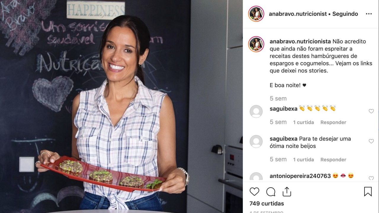 Ana Bravo partilha no Instagram várias dicas e receitas 