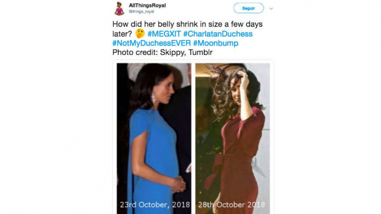 No Twitter foram partilhadas imagens que levam a crer que Meghan Markle afinal não tem barriga