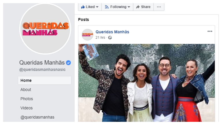 A partilha das 'Queridas Manhãs' no facebook 