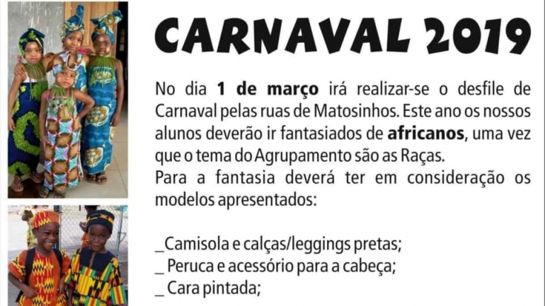 Foi esta a mensagem enviada aos pais com indicações para o desfile de Carnaval
