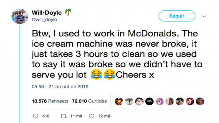 Sabe porque é que as máquinas de gelados do McDonald's estão sempre avariadas?