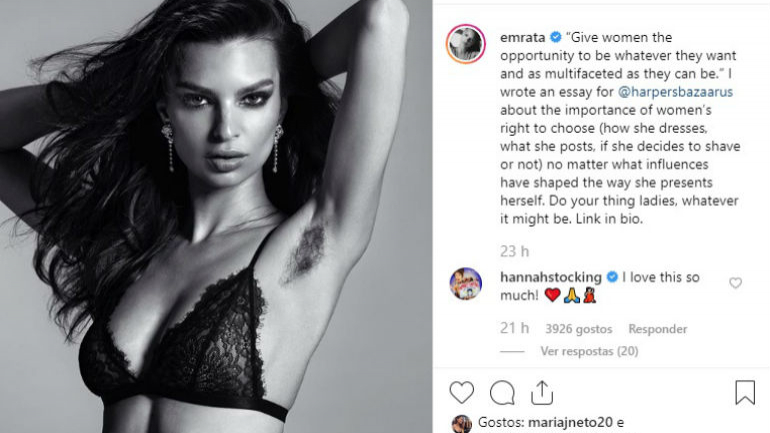 'Às vezes deixar crescer os pelos é o que me faz sentir sexy'. Emily Ratajkowski levanta o braço contra as normas