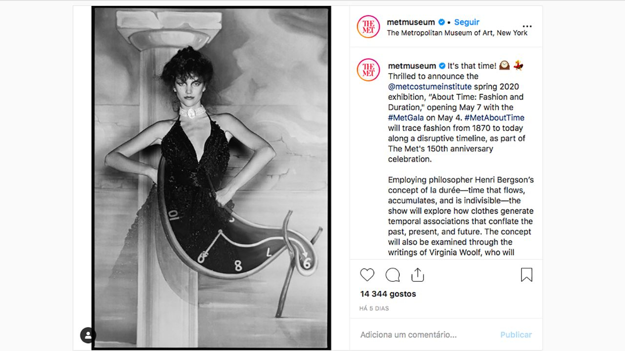 Publicação no Instagram oficial do 'The Metropolitan Museum of Art'