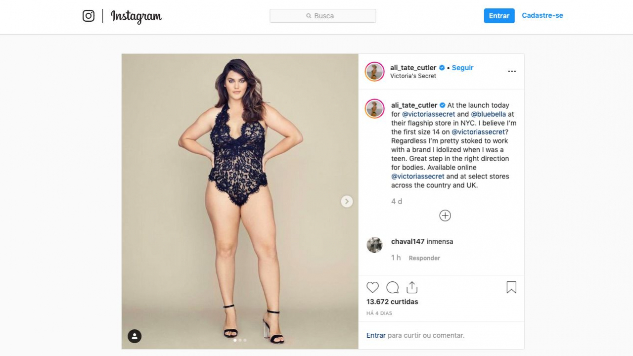 Ali Tate-Cutler é a primeira modelo plus size a colaborar com a Victoria’s Secret