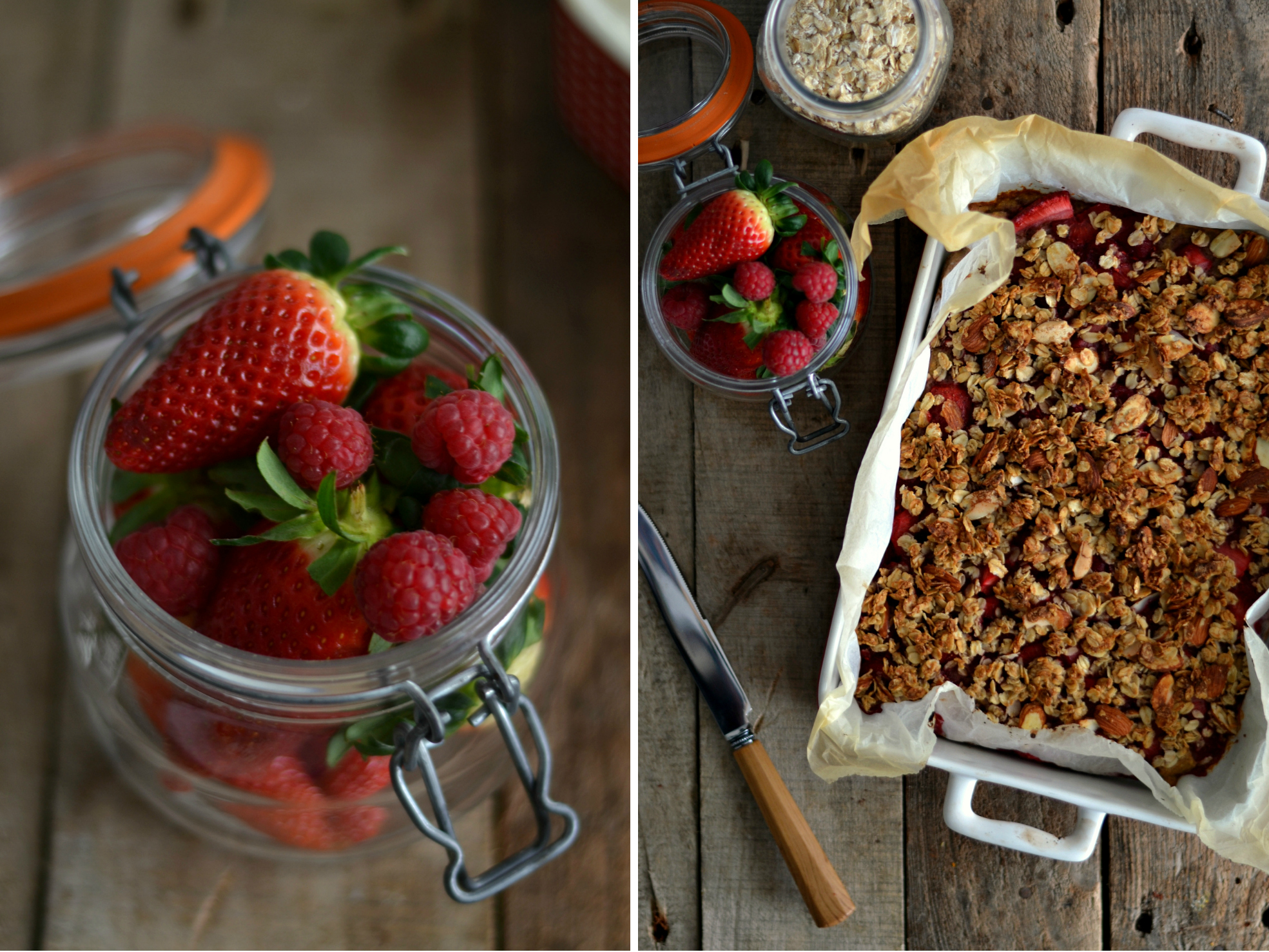 Receita. Bolo de crumble de morango e framboesa vegano e light