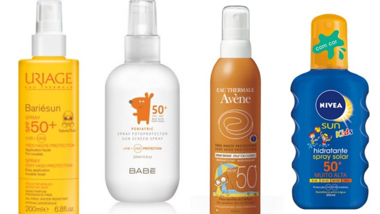 O spray é uma das formas mais práticas de aplicar protetor a uma criança