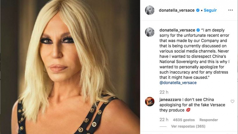 Donatella Versace pediu desculpas à China através do Instagram