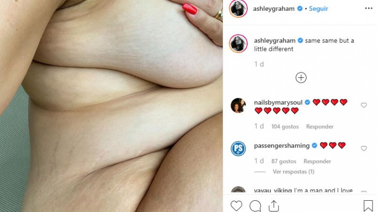 A fotografia foi partilhada por Ashley Graham esta semana e muitos dos comentários são mensagens de apoio e carinho pela modelo