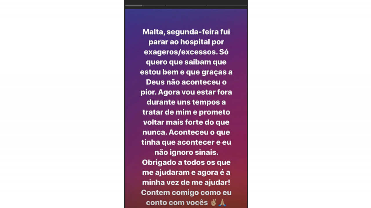 O cantor publicou esta quinta-feira, 10 de outubro, um InstaStorie a informar os seguidores