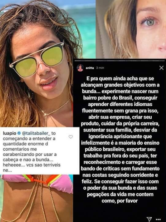 A crítica de Luana e a resposta de Anitta 