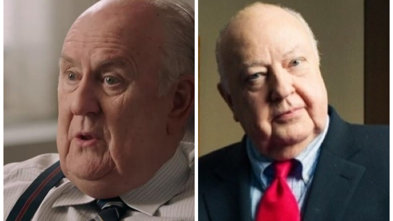 John Lithgow à esquerda; Roger Ailes à direita