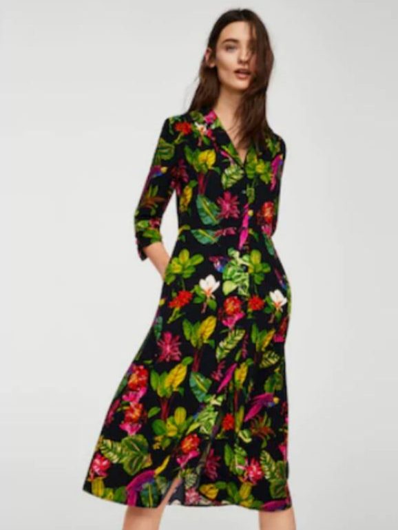 Vestido estampado tropical, Mango, 29,99€