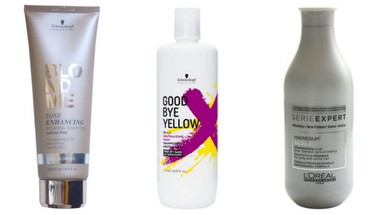 Champôs roxos da gama Blonde Me, Cool Blonde e Goodbye Yellow, Schwarzkopf e champô prateado da L'Óreal Professionel