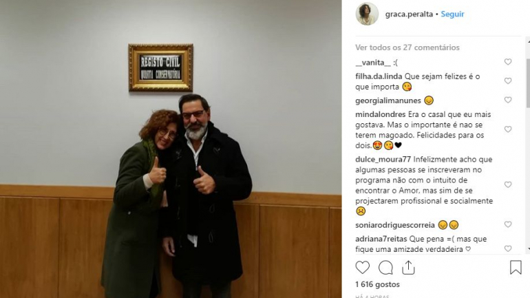 No Instagram de Graça pode ver-se a fotografia do agora ex-casal