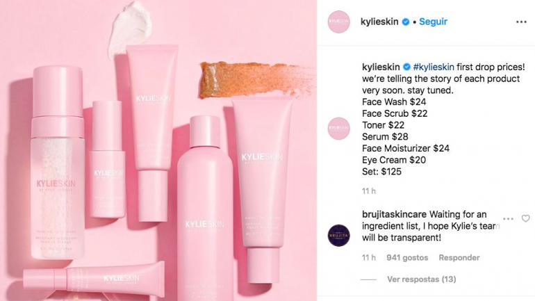Kylie Jenner anuncia linha de produtos veganos para a pele