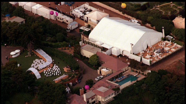 Este é o espaço onde Jennifer Aniston e Brad Pitt se casaram, na Califórnia. Na imagem pode-se ver a tenda onde se reuniram os 200 convidados