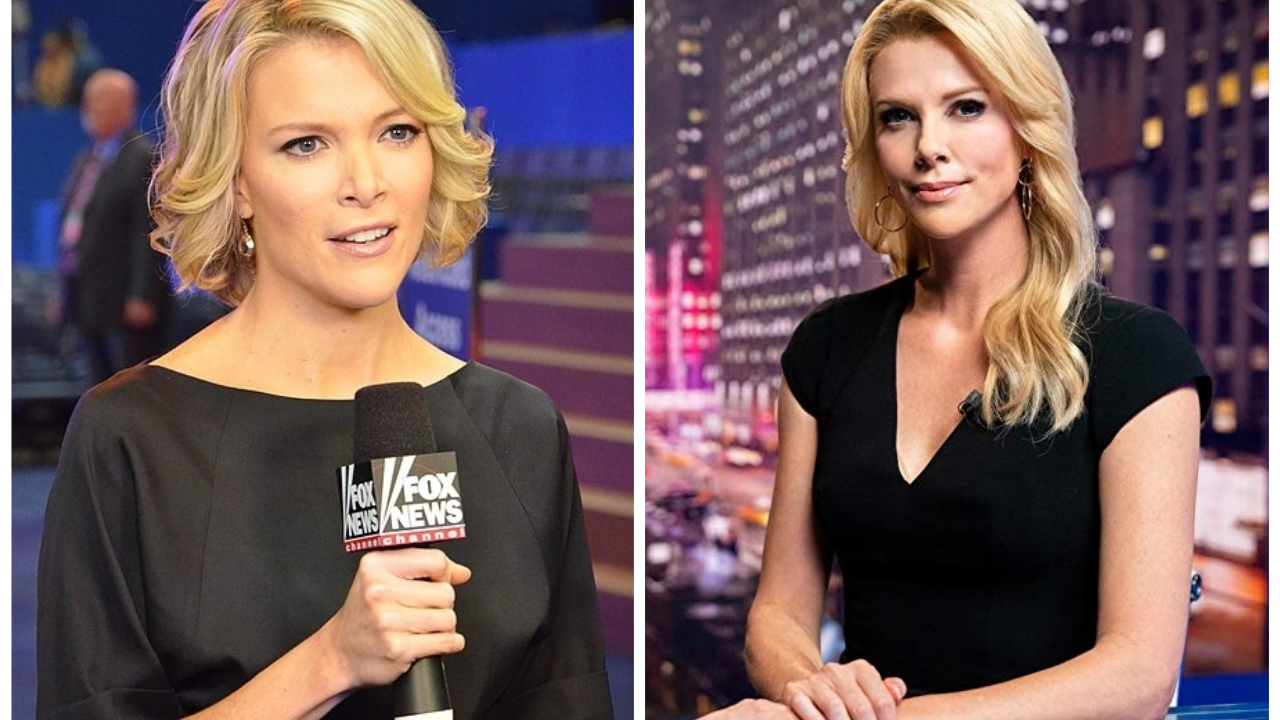 Megyn Kelly à esquerda; Charlze Theron à direita