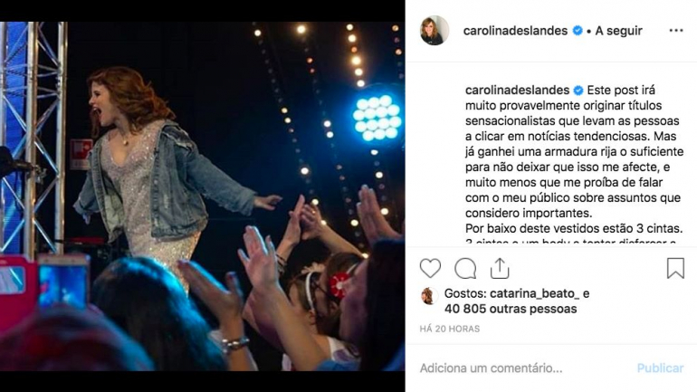 A publicação de Carolina Deslandes no Instagram