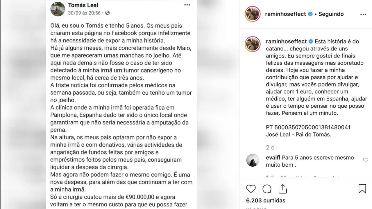 Está a gerar-se uma onde de solidariedade com o menino e a publicação está a tornar-se viral