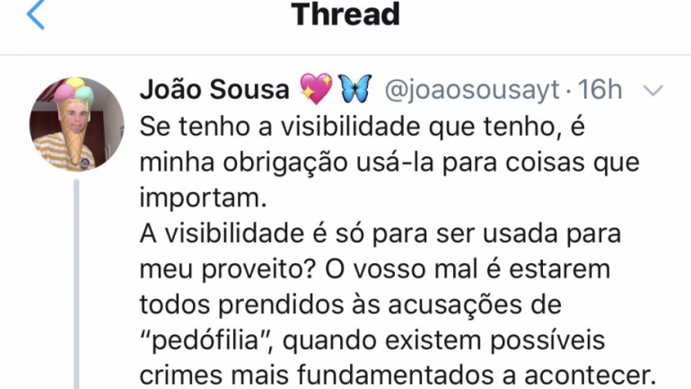 As acusações de João Sousa, youtuber, começaram no Twitter