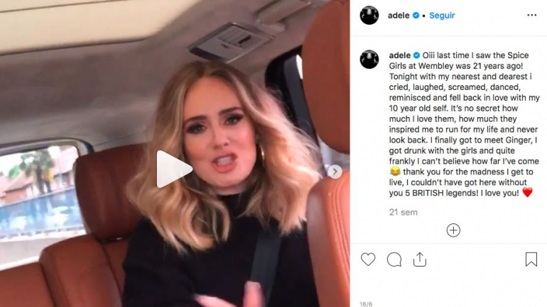 Publicação no Instagram da cantora britânica