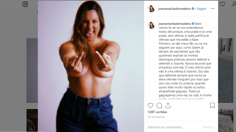 Joana Madeira publicou esta fotografia em resposta aos seguidores