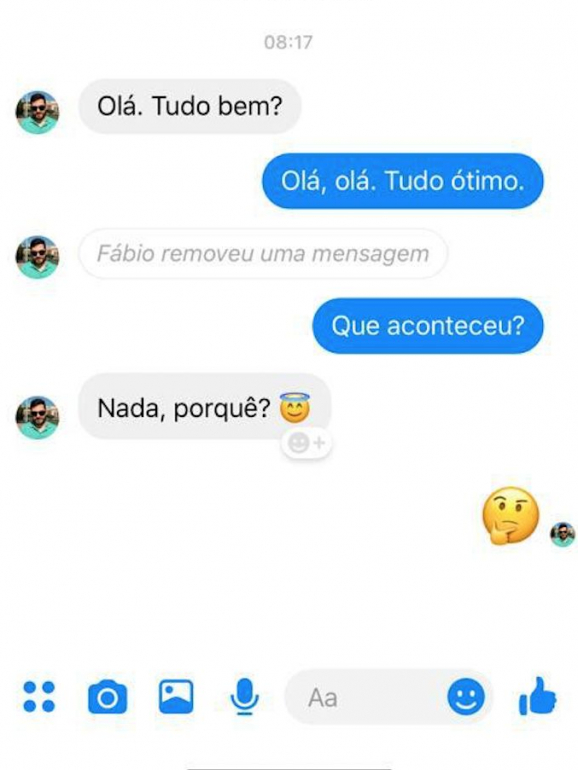 Isto é o que a outra pessoa vê na conversa sempre que apaga uma mensagem