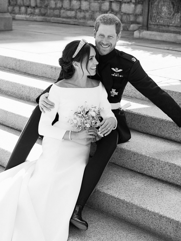 Meghan e Harry no dia do casamento 