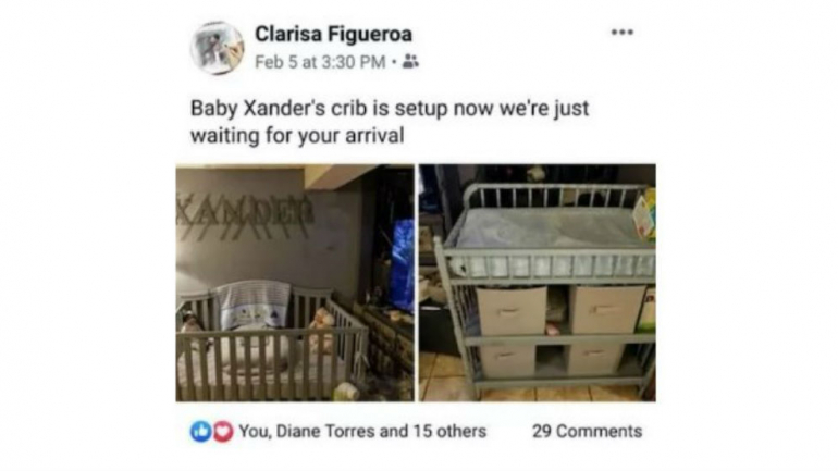 Clarissa Figueroa fazia publicações no Facebook que davam a entender que estava grávida