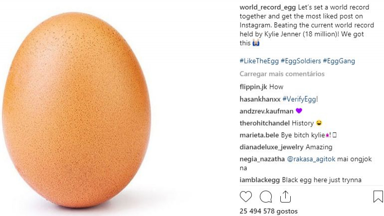 E o detentor do maior número de likes no Instagram é... um ovo