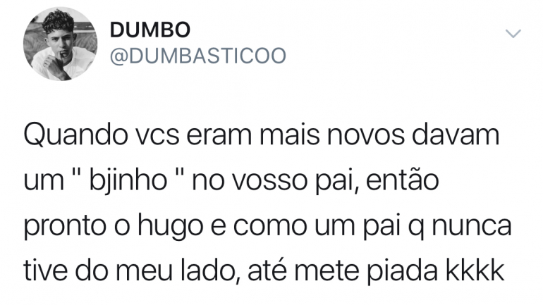 Tweet de Dumbo a reagir ao beijo com Hugo Strada