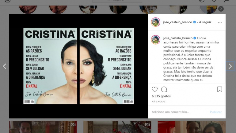 José Castelo Branco diz que foi hackeado no Instagram — e que menções a Cristina Ferreira são falsas