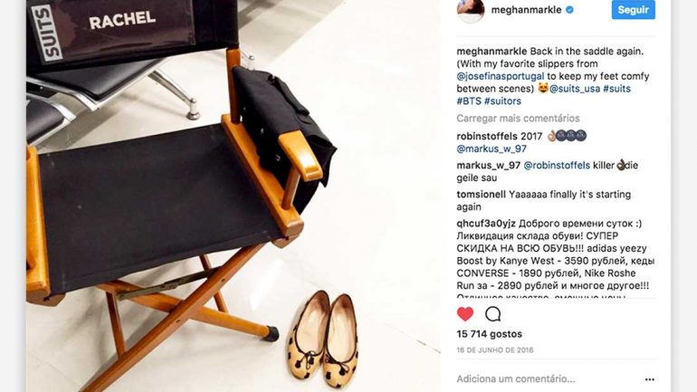 Publicação de Meghan Markle na página de Instagram, que entretanto encerrou, com as sabrinas Josefinas