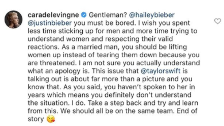 O comentário da modelo Cara Delevigne 