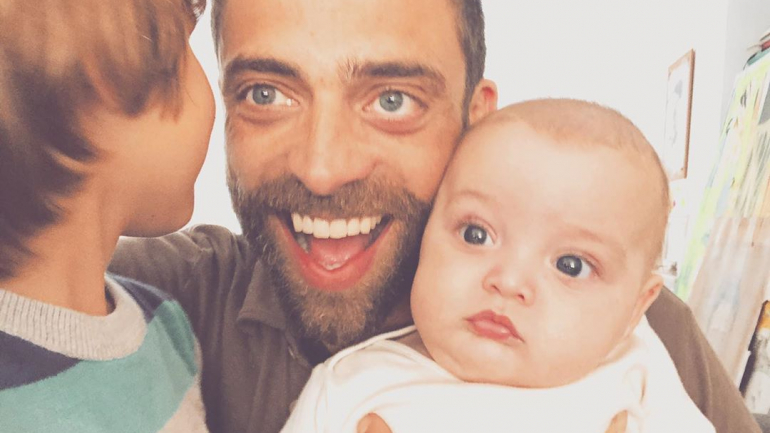Diogo Amaral com os dois filhos, Mateus e Oliver 