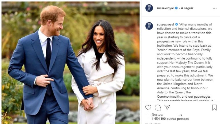 O post no Instagram dos duques de Sussex 