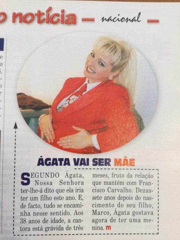 Ágata teve o segundo filho em 1998
