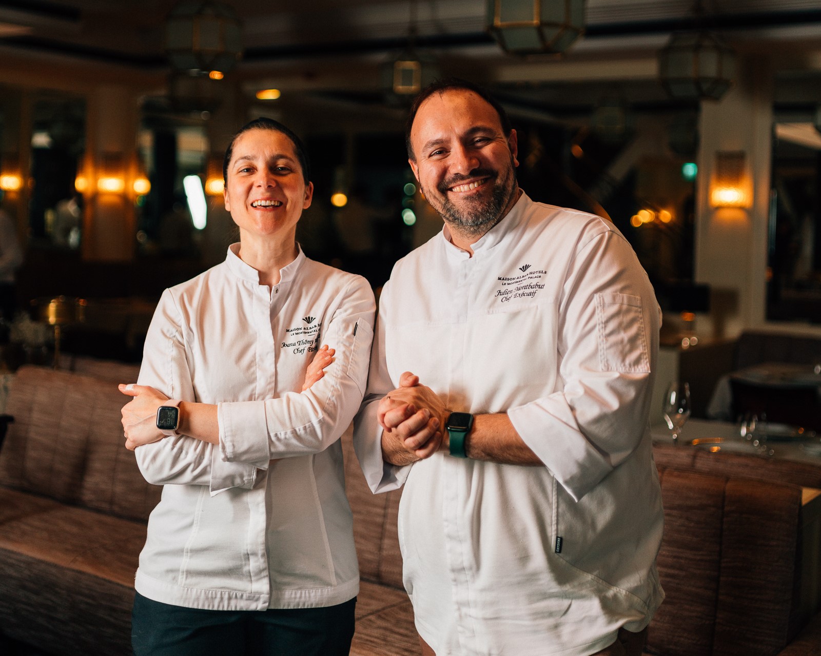A chef pasteleira Joana Thöny Montbabu e o chef Julien Montbabut A chef pasteleira Joana Thöny Montbabu e o chef Julien Montbabut