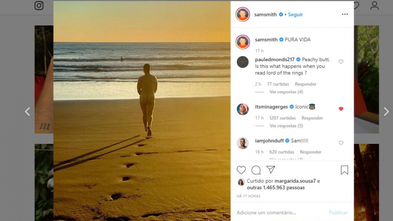 Sam Smith nunca teve tantos gostos no Instagram até partilhar esta fotografia nu na praia